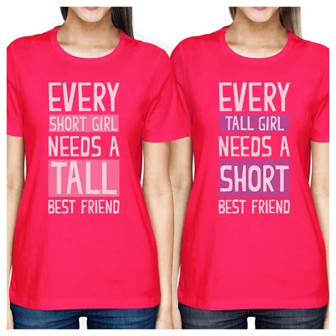 Tall Short Friend BFF Matching Shirts Womens Hot Pink For Friends - Walmart.com