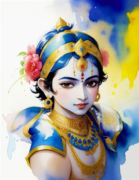 Premium AI Image | Hand painted watercolor krishna janmashtami holiday background illustration