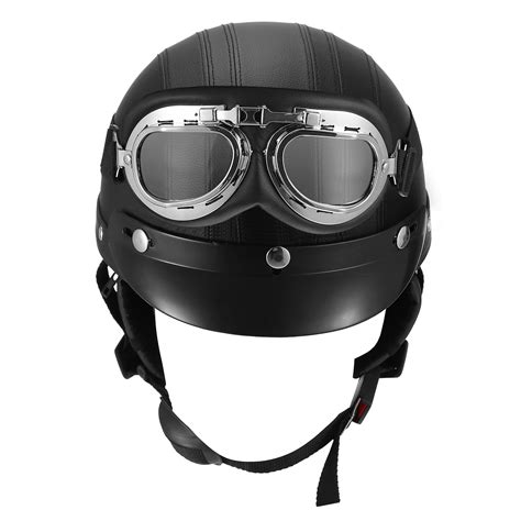 Half Motorcycle Helmet Motorcycle Scooter Open Face Helmet w/Pilot ...