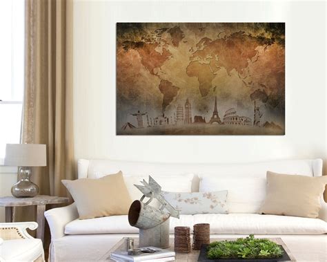 World Map Canvas Print World Map Canvas World Map Large | Etsy