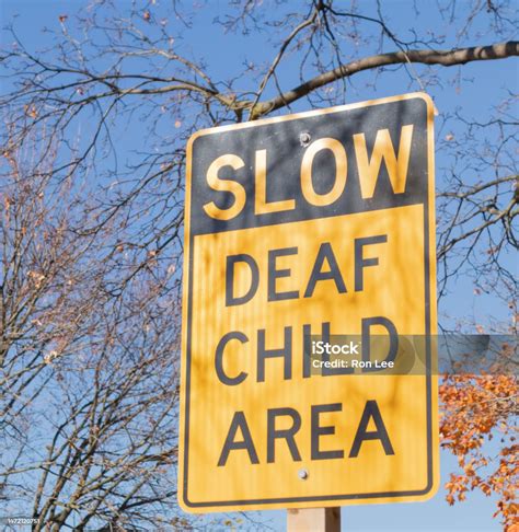 Deaf Child Area Sign In Residential District Stock Photo - Download Image Now - Advice ...