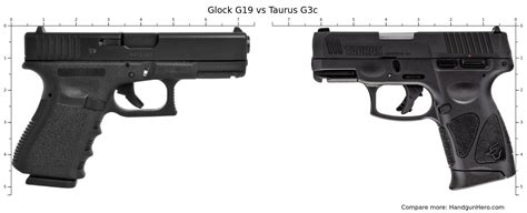 Glock G19 vs Taurus G3c size comparison | Handgun Hero