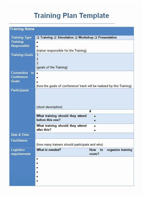 Training and Development Plan Template New Training Plan Template ...