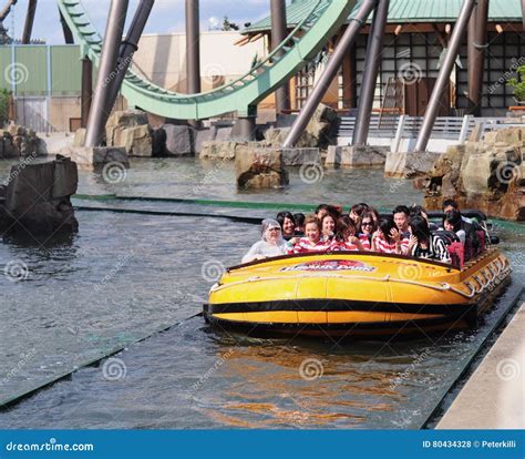 Jurassic park water ride editorial stock photo. Image of girls - 80434328