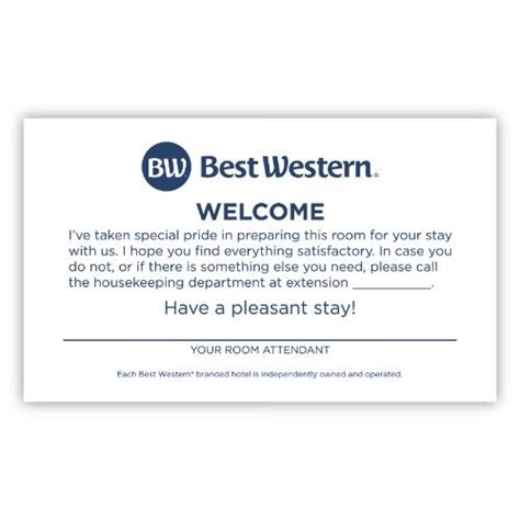 Best Western Welcome Card, Amenities, Best Western Plus