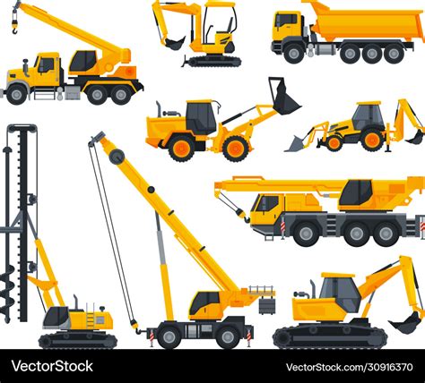 Construction heavy machinery set heavy special Vector Image