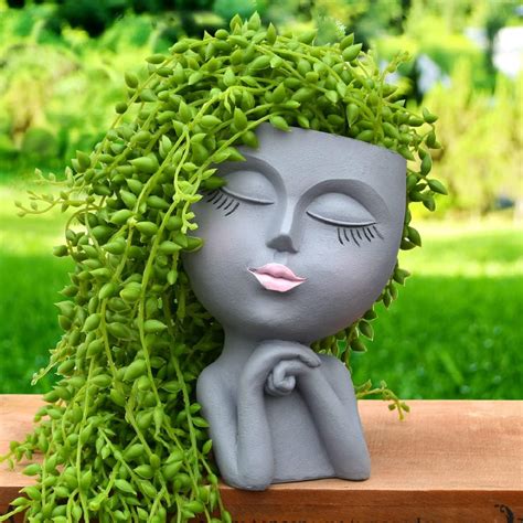 Amazon.com : LovTocTic Head, Face Planters, Kissing Girl Flowerpot, Lady Head Flower Pot, Female ...