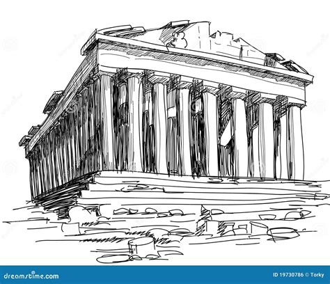 Greece Parthenon sketch stock vector. Illustration of famous - 19730786