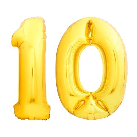 Premium Photo | Golden number 10 ten made of inflatable balloon ...