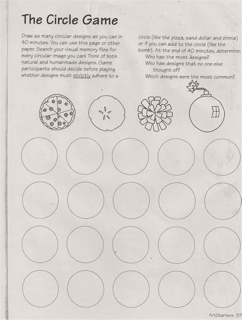 Circle Game - Handout for Sub | Art Worksheets Printables