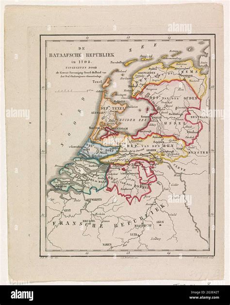 Map of the Batavian Republic, 1798; The Batavian Republic in 1798. Map of the Batavian Republic ...