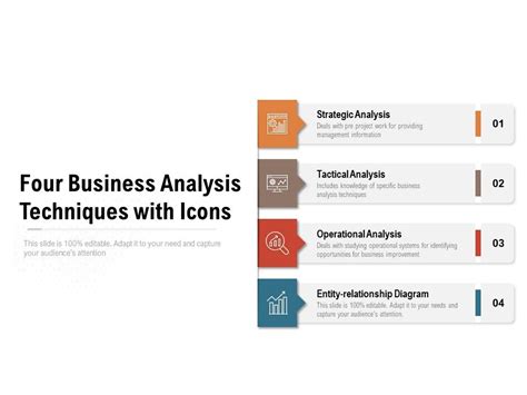 Four Business Analysis Techniques With Icons Ppt PowerPoint Presentation Infographics Icons