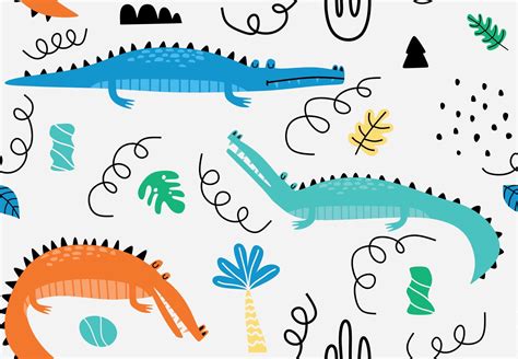 Childish seamless pattern with crocodile. 7423664 Vector Art at Vecteezy