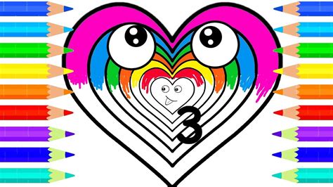 Learn Colors with Rainbow Hearts - Baby Draw and Coloring Pages For Children - YouTube