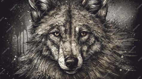 Premium Photo | Portrait of a wolf digital painting on a white ...