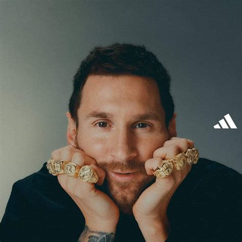 8 gold rings of Messi by Adidas representing 8 Ballon d'Or, with championship engraving. : r ...