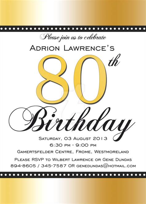 80Th Birthday Invitations Free Templates