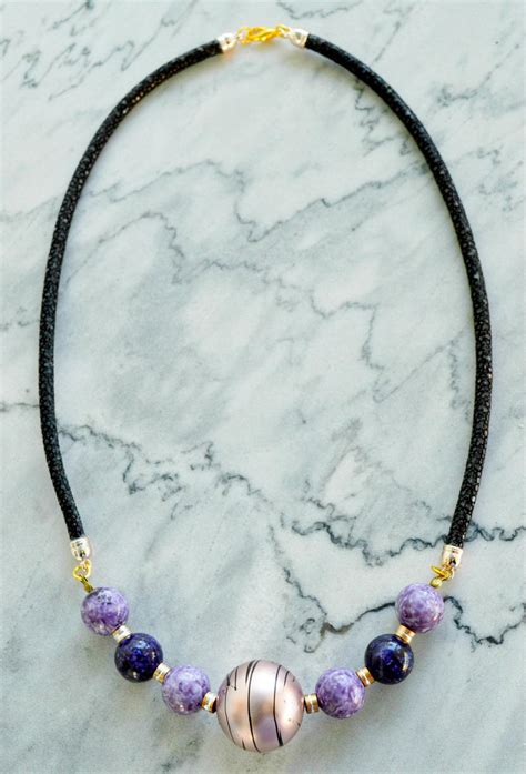 Classy Leather Beaded Necklace | AllFreeJewelryMaking.com