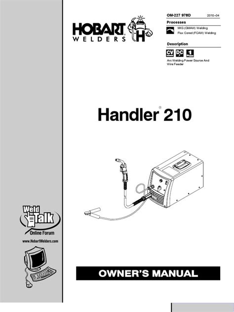 Hobart Handler 210 Manual | PDF | Welding | Construction