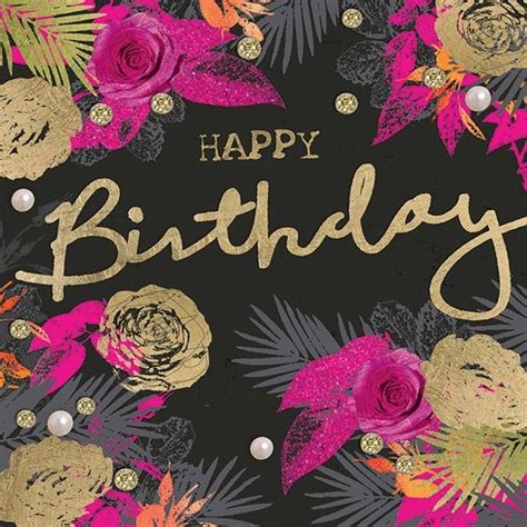 Roses and Palm Leaves Birthday Card - Karenza Paperie | Happy birthday ...