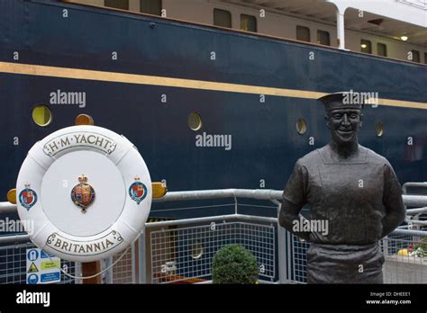 Yachtsman statue at The Royal Yacht Britannia which is berthed in Edinburgh, Scotland Stock ...