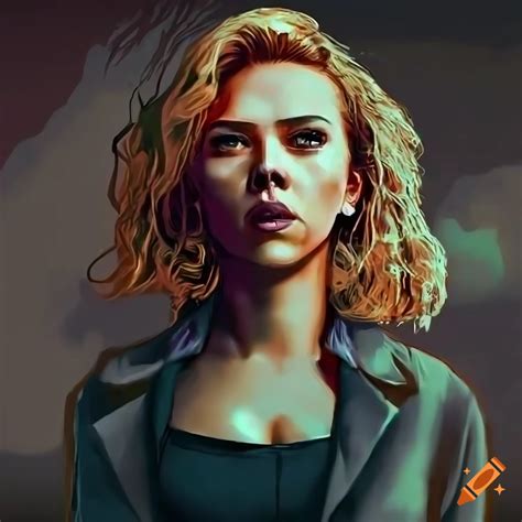 Digital art of scarlett johansson with a zombie theme on Craiyon