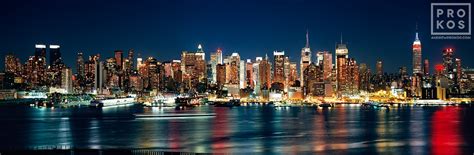 Panoramic Skyline of New York from Weehawken at Night II - Fine Art ...