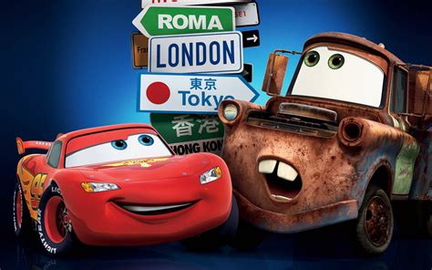 Download Lightning McQueen and Mater on a Grand Adventure in Cars 2 Wallpaper | Wallpapers.com