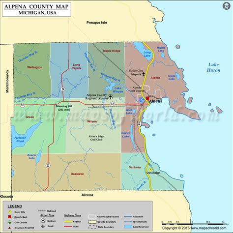 Alpena County Map, Michigan