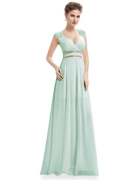 Mint Green Elegant V-neck Bridesmaid Dress – Budget Bridesmaid UK Shopping