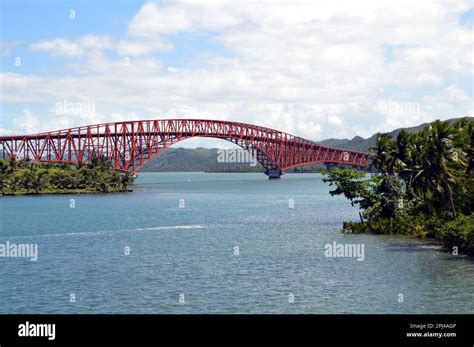 The Philippines, Leyte, Tacloban: San Juanico bridge spans the San ...