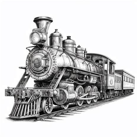 Premium AI Image | A drawing of a train engine with a steam engine ...