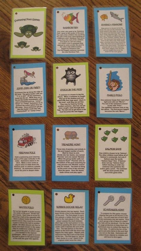 Swimming Pool Games-Twelve Laminated Cards on a Ring by Fun4Kidz ...