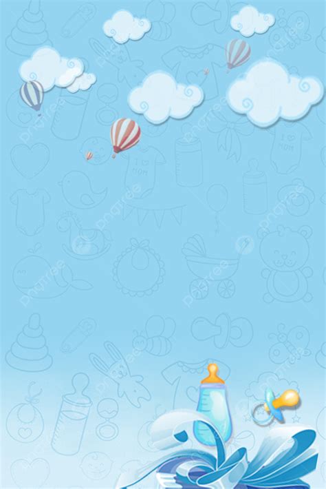 Background Ibu Dan Bayi Langit Biru Dan Awan Putih Poster Latar Belakang Balon Helium, Botol ...