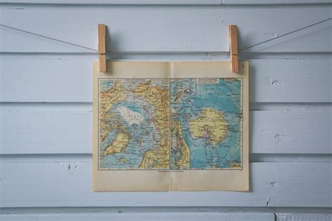 1936 Vintage Polar Regions Map - Etsy