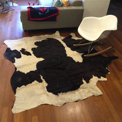 Ikea KOLDBY Cow Hide Black / White Designer Rug Carpet Mid Century Loft Style, Furniture & Home ...