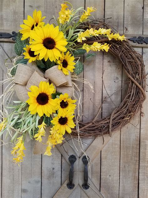 21 Gorgeous Fall Sunflower Wreath Front door wreath | Etsy