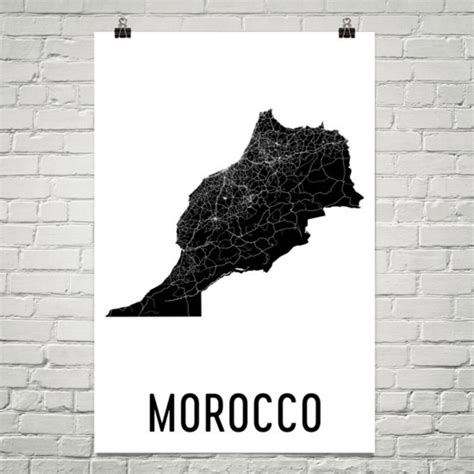 Morocco Map, Map of Morocco, Moroccan Art, Morocco Poster, Morocco Wall ...