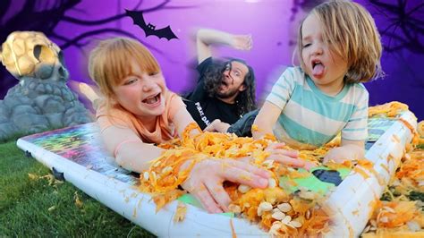 PUMPKiN GUTS WATER SLiDE!! Family challenges inside Mystery Pumpkins! Adley & Niko spooky Drop ...