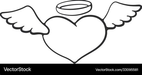 Doodle angel heart with wings Royalty Free Vector Image