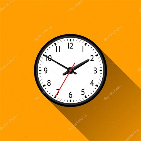 School Clock Flat Icon with Long Shadow, Vector Illustration — Stock ...