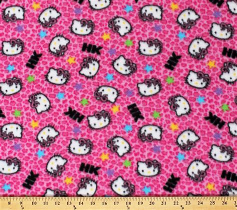 Fleece Hello Kitty HK Stars Faces Pink Leopard Print Kids Characters ...