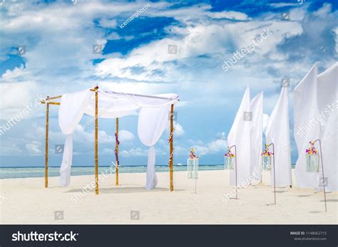 Romantic Beach Wedding Background White Beach Stock Photo 1148062715 ...