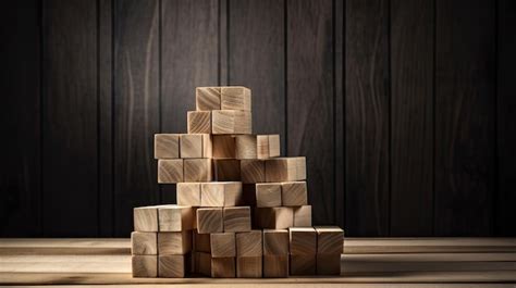 Premium Photo | A stack of wooden blocks with one being stacked up.