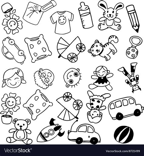 Toy doodle art for kids Royalty Free Vector Image