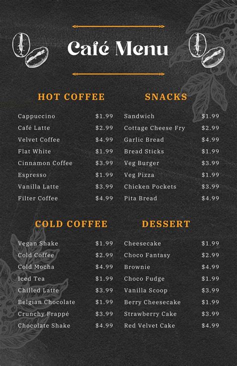 Coffee Shop Menu Template