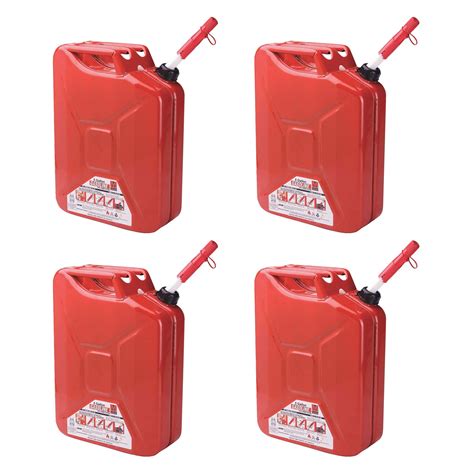 Midwest Can 5 Gallon Metal Gas Can with Quick Flow Spout, Red, Pack of ...