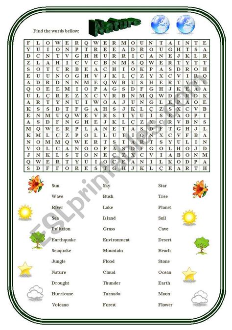 Nature Word Search Printable