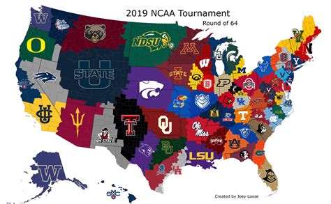 2019 NCAA Tournament Imperialism Map (Round of 64) : CollegeBasketball