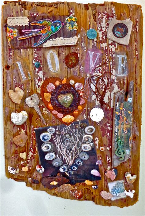 LOVE COLLAGE Reclaimed Driftwood Assemblage Artist: Sandra Toliver Hawaiian Art Maui Beach One ...